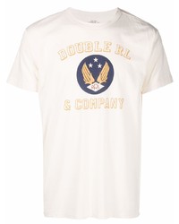 T-shirt à col rond imprimé beige Ralph Lauren RRL