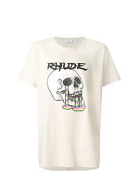 T-shirt à col rond imprimé beige Rhude