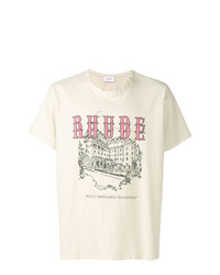 T-shirt à col rond imprimé beige Rhude