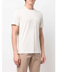 T-shirt à col rond imprimé beige Brunello Cucinelli