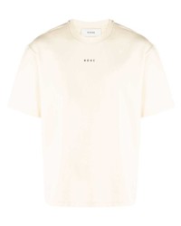 T-shirt à col rond imprimé beige Róhe