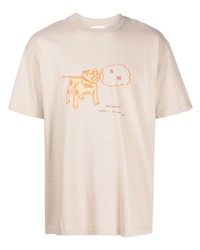 T-shirt à col rond imprimé beige Saintwoods