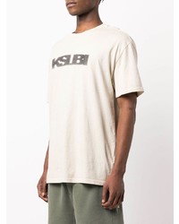 T-shirt à col rond imprimé beige Ksubi