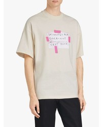T-shirt à col rond imprimé beige Burberry