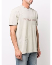 T-shirt à col rond imprimé beige Acne Studios