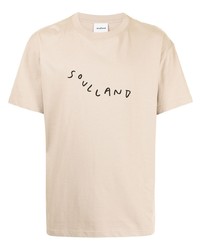 T-shirt à col rond imprimé beige Soulland