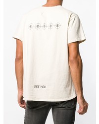 T-shirt à col rond imprimé beige Rhude