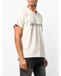 T-shirt à col rond imprimé beige Rhude