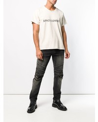 T-shirt à col rond imprimé beige Rhude