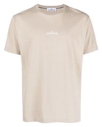 T-shirt à col rond imprimé beige Stone Island