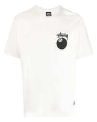 T-shirt à col rond imprimé beige Stussy