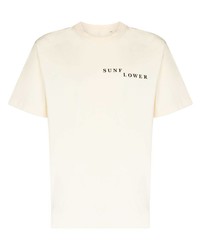 T-shirt à col rond imprimé beige Sunflower