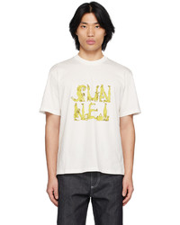 T-shirt à col rond imprimé beige Sunnei