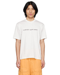 T-shirt à col rond imprimé beige Sunnei