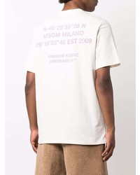 T-shirt à col rond imprimé beige MSGM