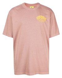 T-shirt à col rond imprimé beige Supervsn