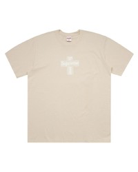 T-shirt à col rond imprimé beige Supreme