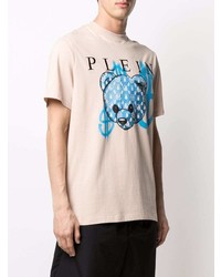 T-shirt à col rond imprimé beige Philipp Plein