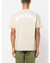 T-shirt à col rond imprimé beige Palm Angels