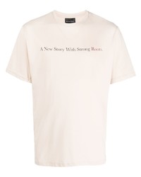 T-shirt à col rond imprimé beige Throwback.
