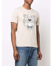 T-shirt à col rond imprimé beige Kenzo