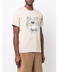 T-shirt à col rond imprimé beige Kenzo