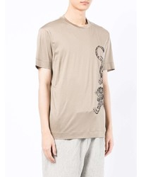 T-shirt à col rond imprimé beige Emporio Armani