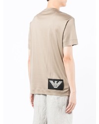 T-shirt à col rond imprimé beige Emporio Armani