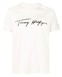 T-shirt à col rond imprimé beige Tommy Hilfiger