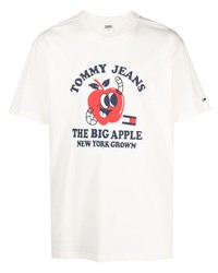 T-shirt à col rond imprimé beige Tommy Jeans