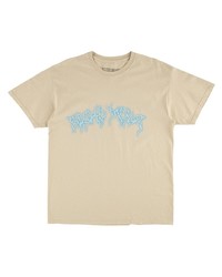 T-shirt à col rond imprimé beige Travis Scott