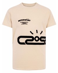 T-shirt à col rond imprimé beige Travis Scott