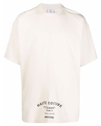 T-shirt à col rond imprimé beige Vetements