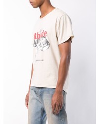 T-shirt à col rond imprimé beige Rhude