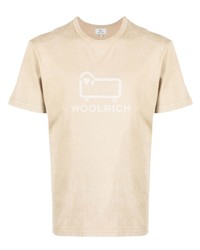 T-shirt à col rond imprimé beige Woolrich
