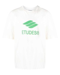 T-shirt à col rond imprimé beige Études