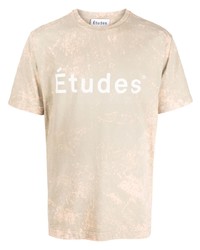 T-shirt à col rond imprimé beige Études
