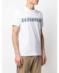 T-shirt à col rond imprimé blanc et bleu marine DSQUARED2