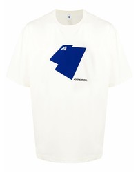 T-shirt à col rond imprimé blanc et bleu marine Ader Error