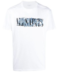 T-shirt à col rond imprimé blanc et bleu marine AllSaints