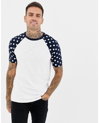 T-shirt à col rond imprimé blanc et bleu marine ASOS DESIGN