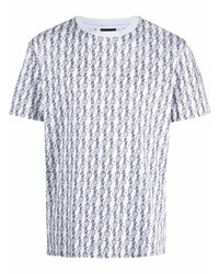 T-shirt à col rond imprimé blanc et bleu marine Billionaire