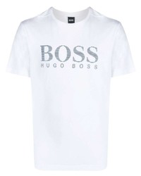 T-shirt à col rond imprimé blanc et bleu marine BOSS HUGO BOSS