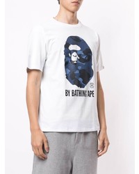 T-shirt à col rond imprimé blanc et bleu marine A Bathing Ape