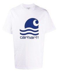 T-shirt à col rond imprimé blanc et bleu marine Carhartt WIP