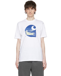 T-shirt à col rond imprimé blanc et bleu marine CARHARTT WORK IN PROGRESS