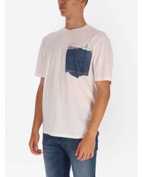 T-shirt à col rond imprimé blanc et bleu marine BOSS HUGO BOSS