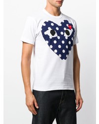 T-shirt à col rond imprimé blanc et bleu marine Comme Des Garcons Play