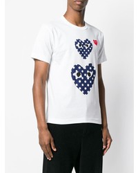 T-shirt à col rond imprimé blanc et bleu marine Comme Des Garcons Play