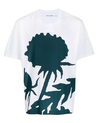 T-shirt à col rond imprimé blanc et bleu marine Craig Green